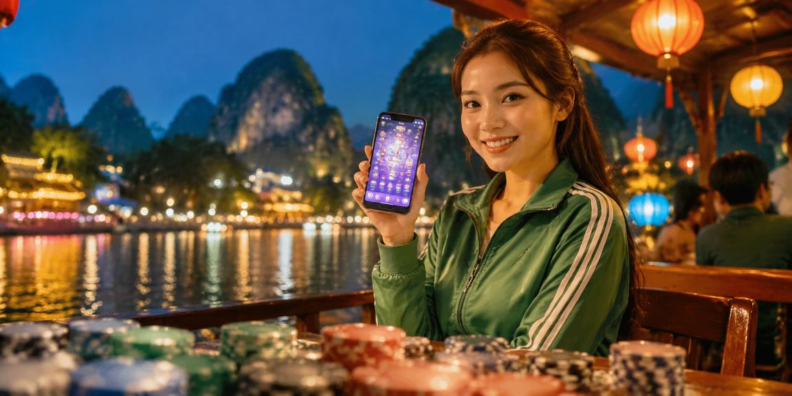 Người dùng thao tác nạp tiền casino trên điện thoại tại chợ đêm Ninh Bình